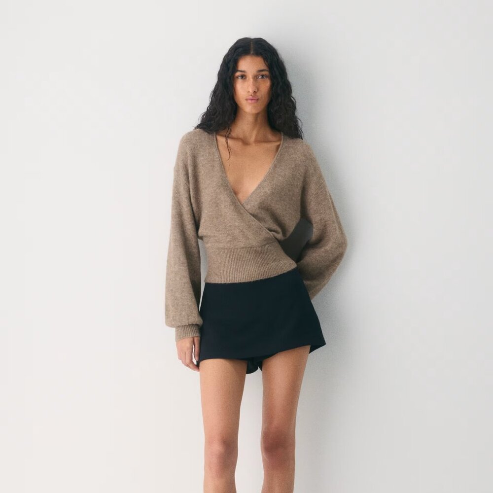 Aritzia Wilfred Relaxed V-neck wrap sweater